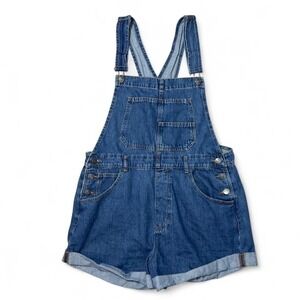 Free People Blue Denim Short Overalls